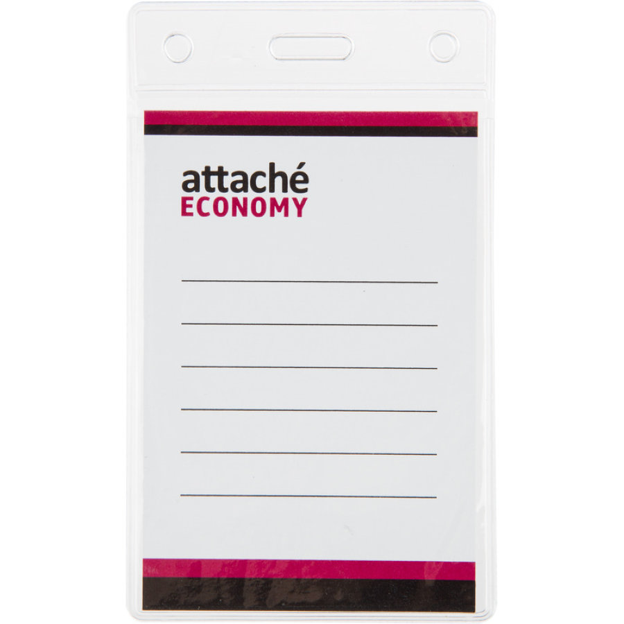 Бейдж вертикальный  Attache Economy 138x96 150мкм,шнур.2заж 45см син,вклад. 120x90 5шт/уп 