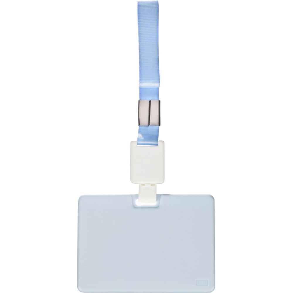 Бейдж Deli 64803 вертикальный,с держат.,вкладыш:89x54мм,влагозащ.,голубой,блист