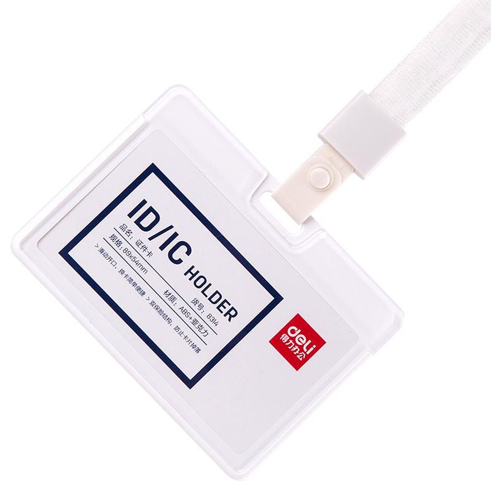 Бейдж Deli 8314 горизонтальный без держат., вкладыш: 89x54мм, пластик, белый,1шт