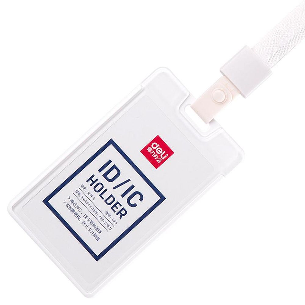 Бейдж Deli 8315 вертикальный без держат., вкладыш: 54x89мм, пластик, белый, 1 шт