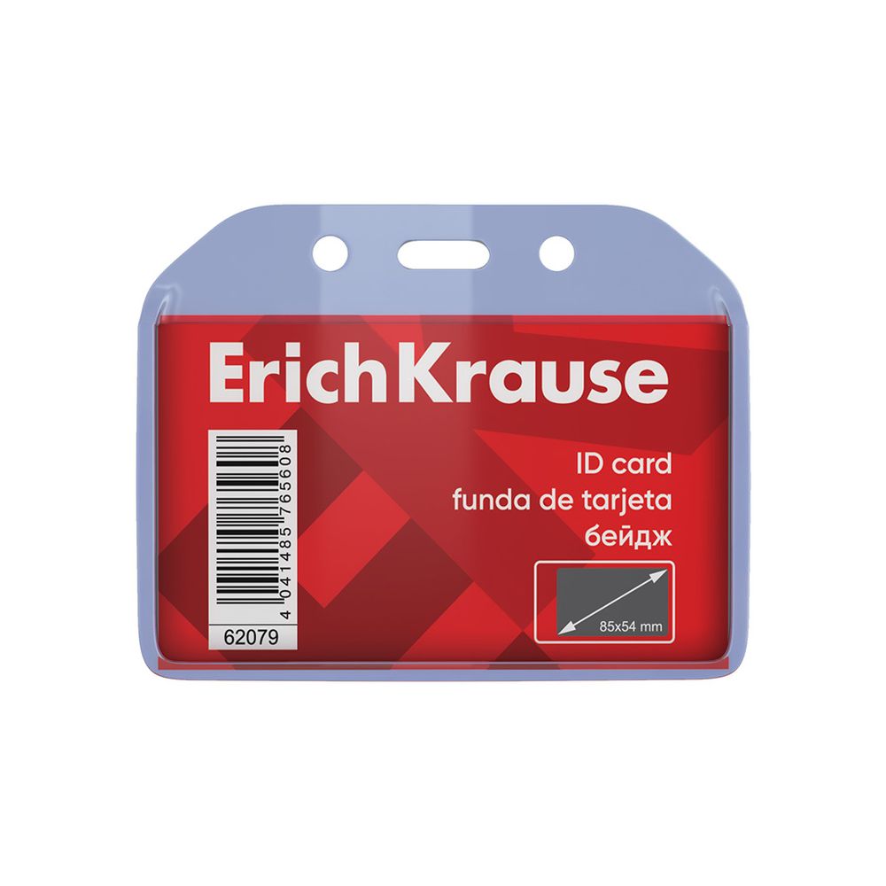 Бейдж горизонтальный в комплекте с лентой ErichKrause размер вставки 85х54 мм, прозрачный, цвет ленты ассорти, в пакете