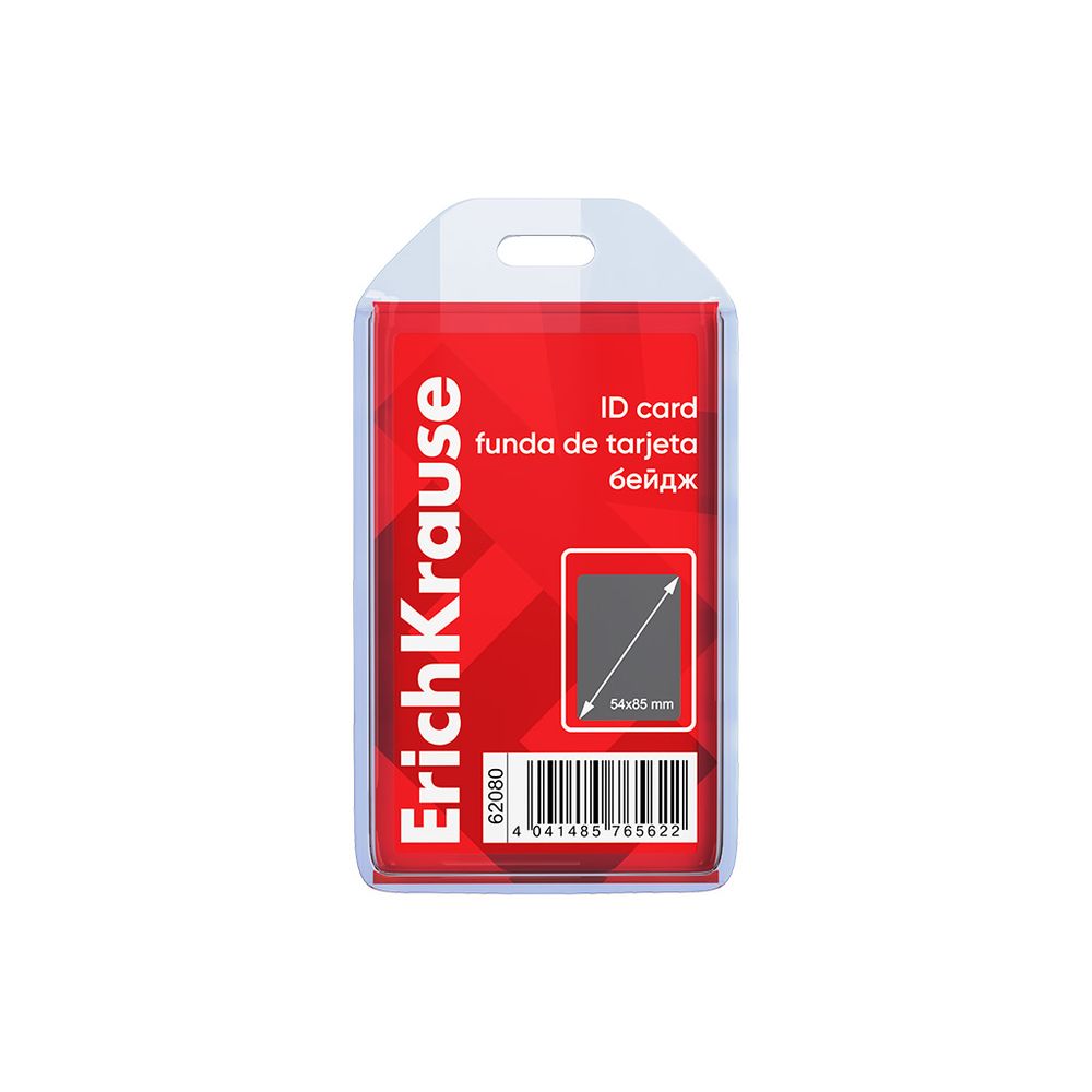 Бейдж вертикальный в комплекте с лентой ErichKrause размер вставки 54х85 мм, прозрачный, цвет ленты ассорти, в пакете