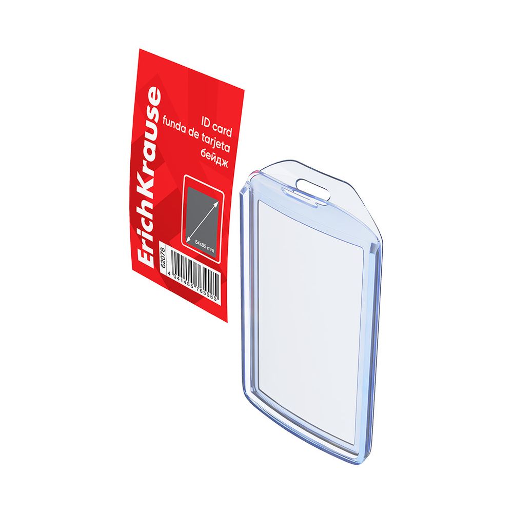 Бейдж вертикальный в комплекте с лентой ErichKrause размер вставки 54х85 мм, прозрачный, цвет ленты ассорти, в пакете