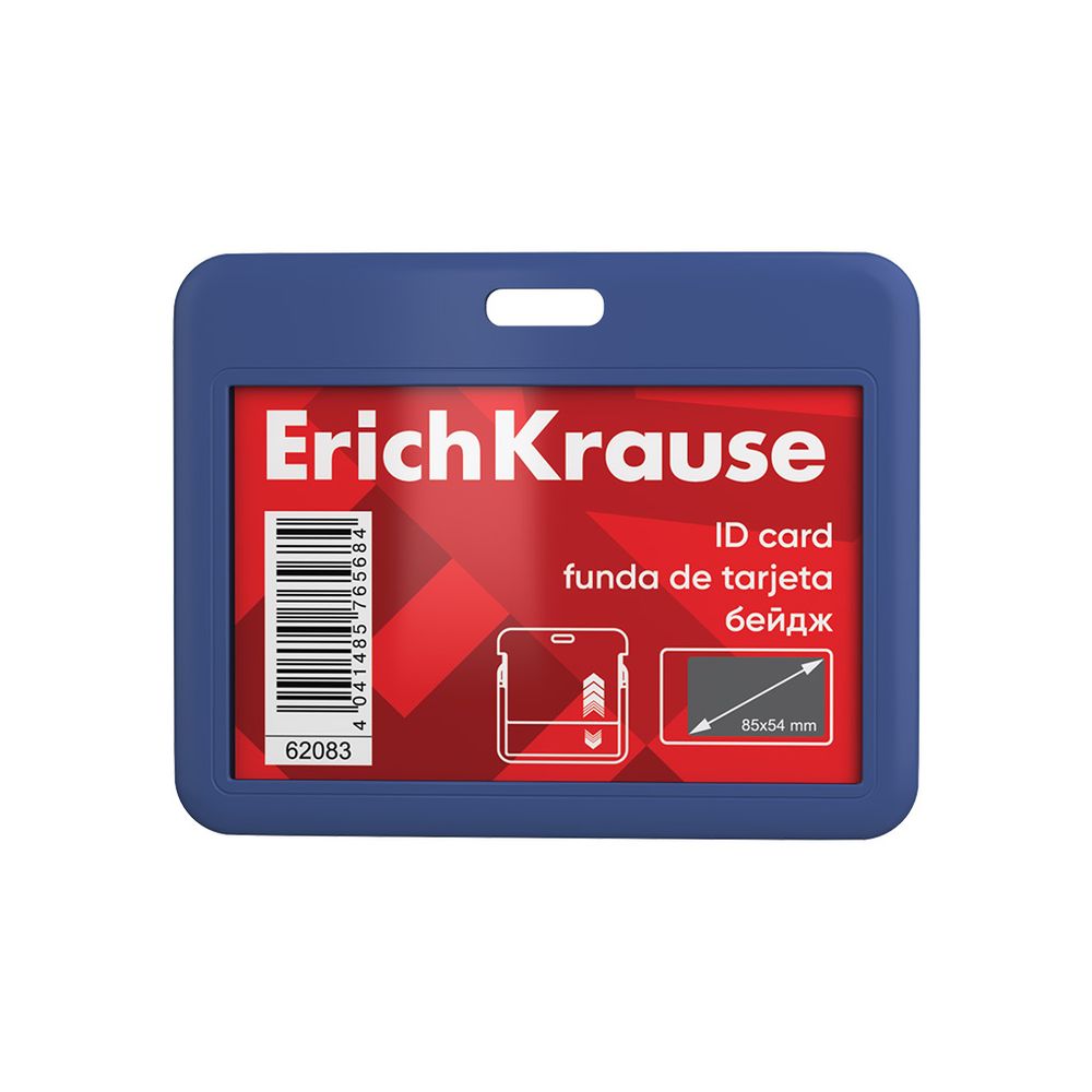 Бейдж горизонтальный в комплекте с лентой ErichKrause слайдер, твердый пластик ABC, размер вставки 85х54 мм, ассорти, в пакете