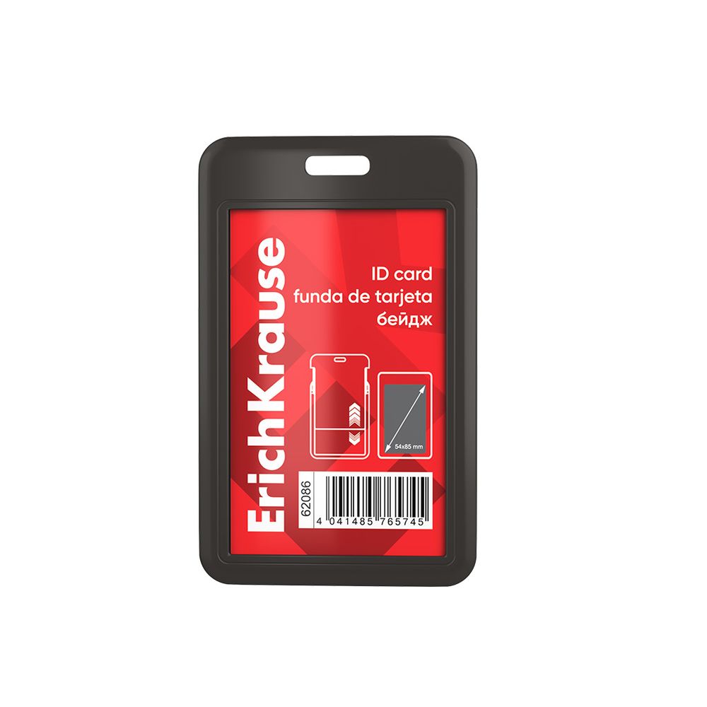 Бейдж вертикальный в комплекте с лентой  ErichKrause слайдер, твердый пластик ABC , размер вставки 54х85 мм, ассорти, в пакете