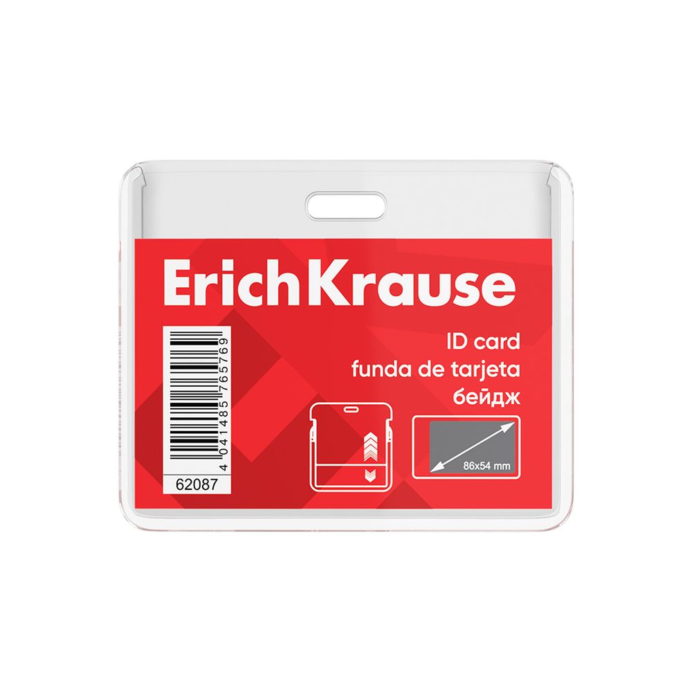 Бейдж горизонтальный  в комплекте с лентой ErichKrause слайдер, размер вставки 86х54 мм, ассорти, в пакете