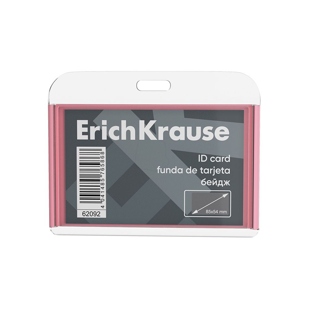 Бейдж горизонтальный в комплекте с силиконовой лентой ErichKrause акриловый, размер вставки 85х54 мм, ассорти, в пакете