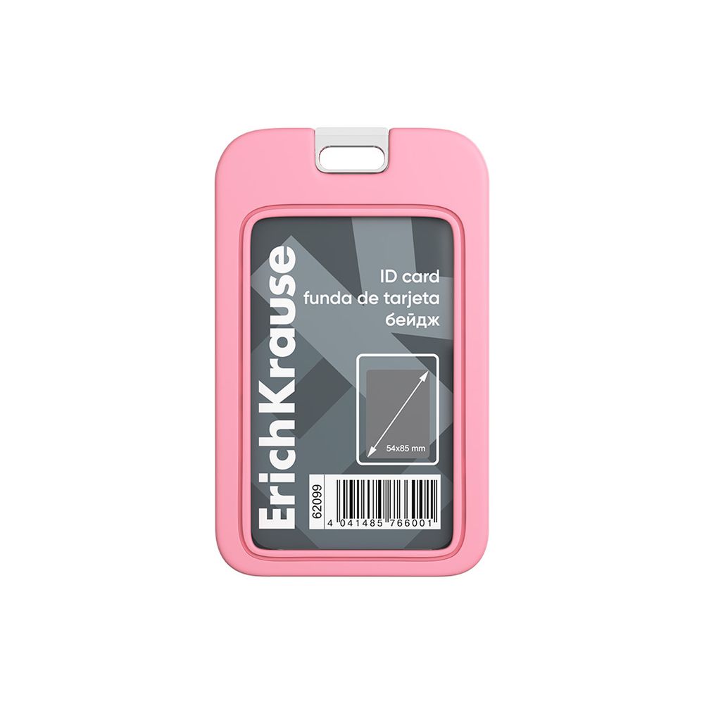 Бейдж вертикальный в комплекте c силиконовой лентой ErichKrause силиконовый, размер вставки 54х85 мм, ассорти, в пакете