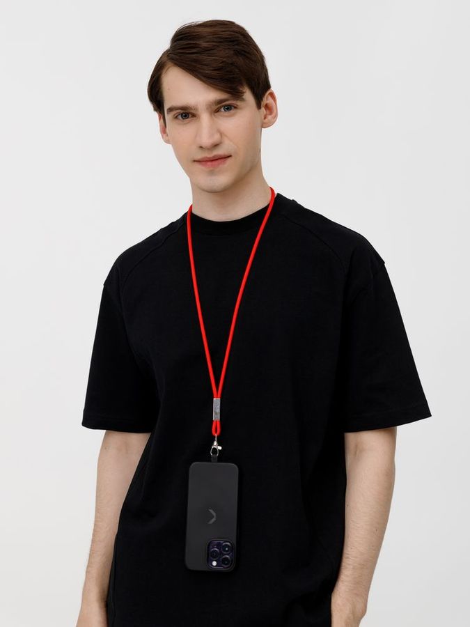 Шнурок для бейджа Tube Metal красный