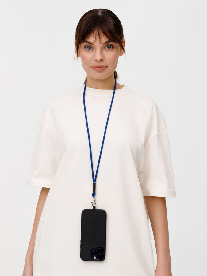 Шнурок для бейджа Tube Metal синий