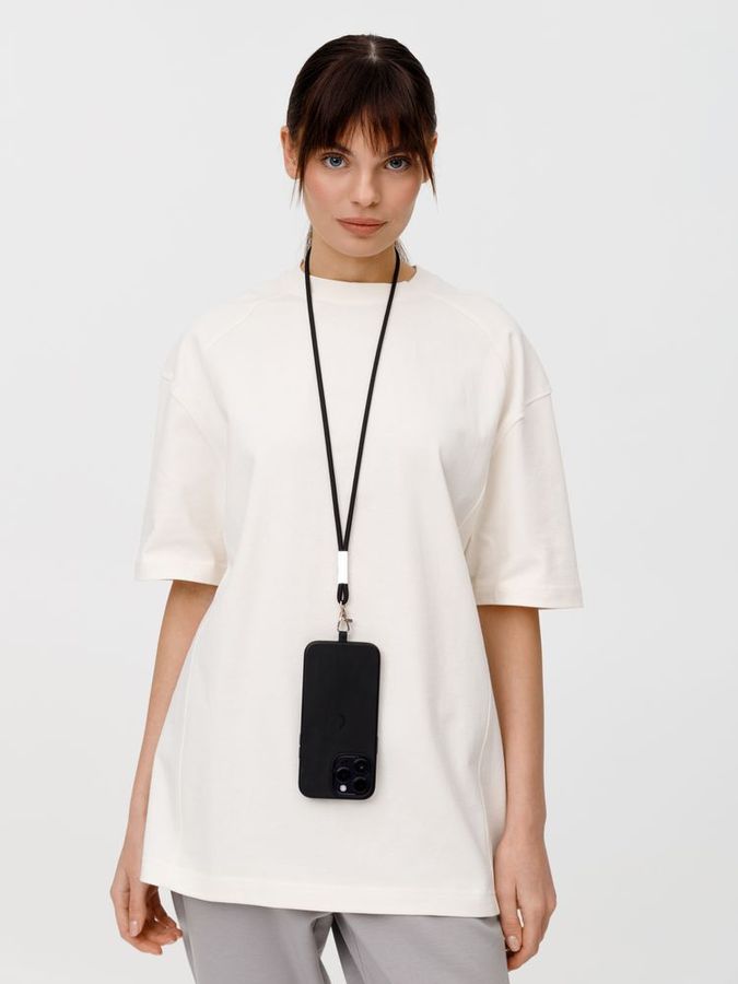 Шнурок для бейджа Tube Metal черный