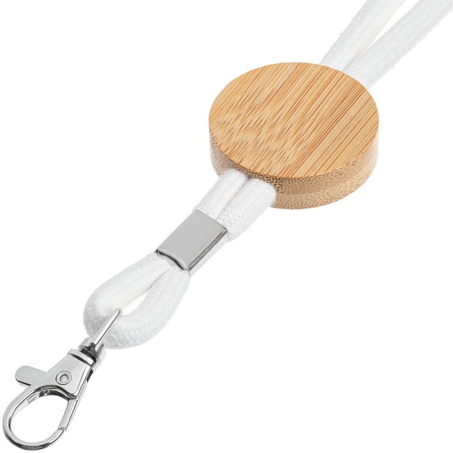 Шнурок для бейджа Tube Wood белый