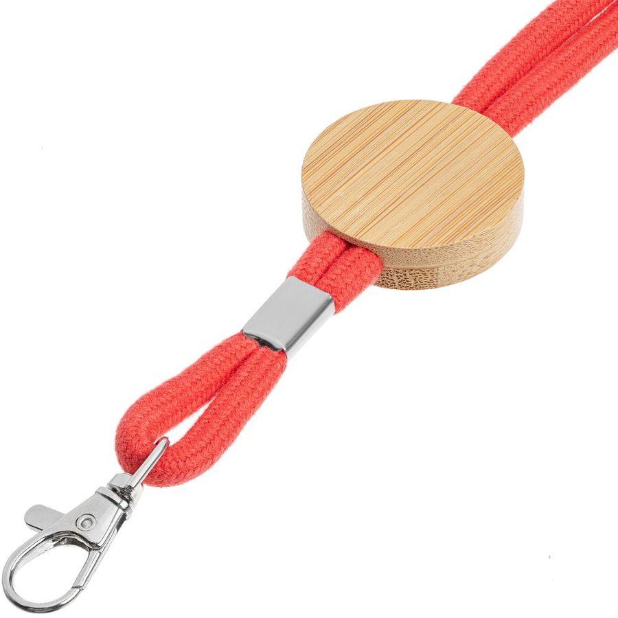 Шнурок для бейджа Tube Wood красный