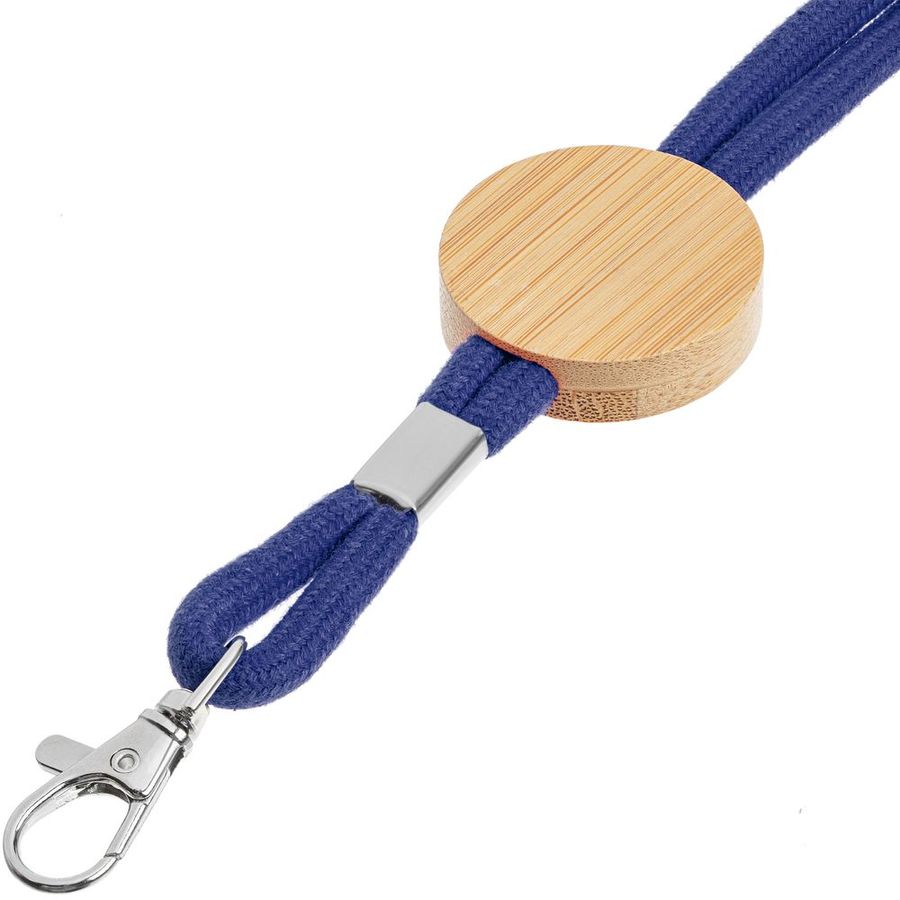 Шнурок для бейджа Tube Wood синий