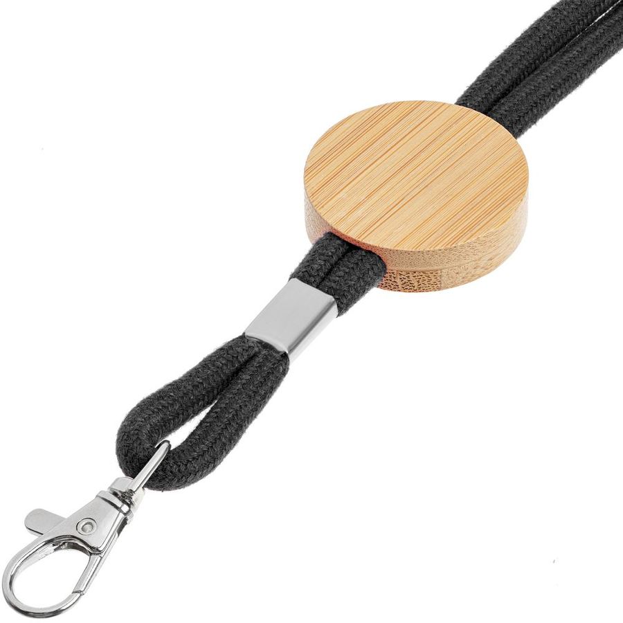 Шнурок для бейджа Tube Wood черный