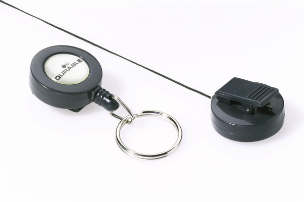 Держатель-рулетка Durable для бейджа с кольцом, темно-серая 8227-58, цена за штуку