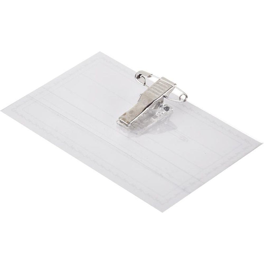 Бейдж 90х55мм горизонтальный Attache зажим+булавка, 50шт/уп