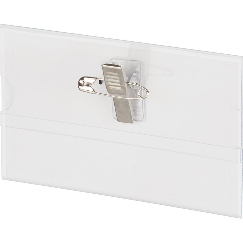 Бейдж 90х55мм горизонтальный Attache, металлический зажим + булавка