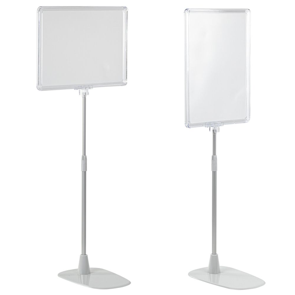 Стойка-инфодержатель напольная КОМПЛЕКТ 2 шт., А4 (высота трубки до 55 см) ПРОЗРАЧНАЯ