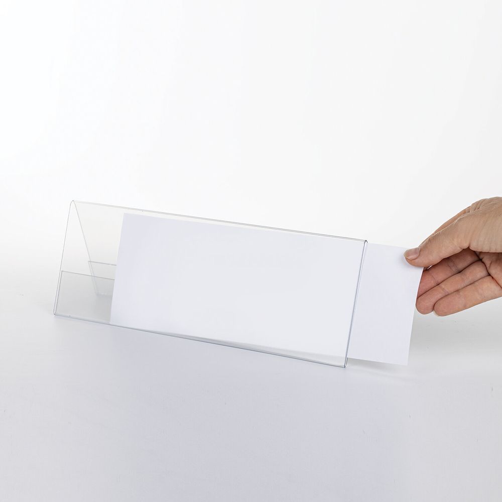 Подставка настольная для презентаций информационная 300х100 мм (домик) двусторонняя, в защитной пленке, BRAUBERG