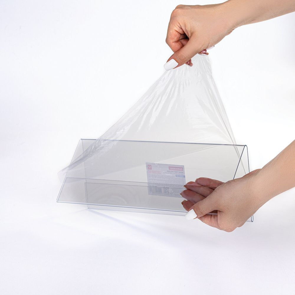 Подставка настольная для презентаций информационная 300х100 мм (домик) двусторонняя, в защитной пленке, BRAUBERG