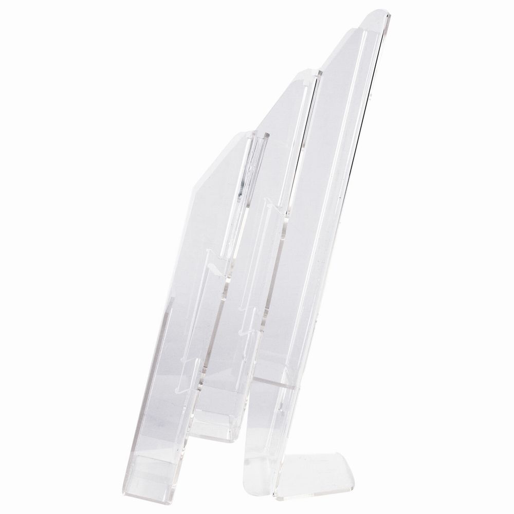 Подставка настольная для рекламных материалов (250х215х32 мм) А4, 3 отделения, смещение, STAFF