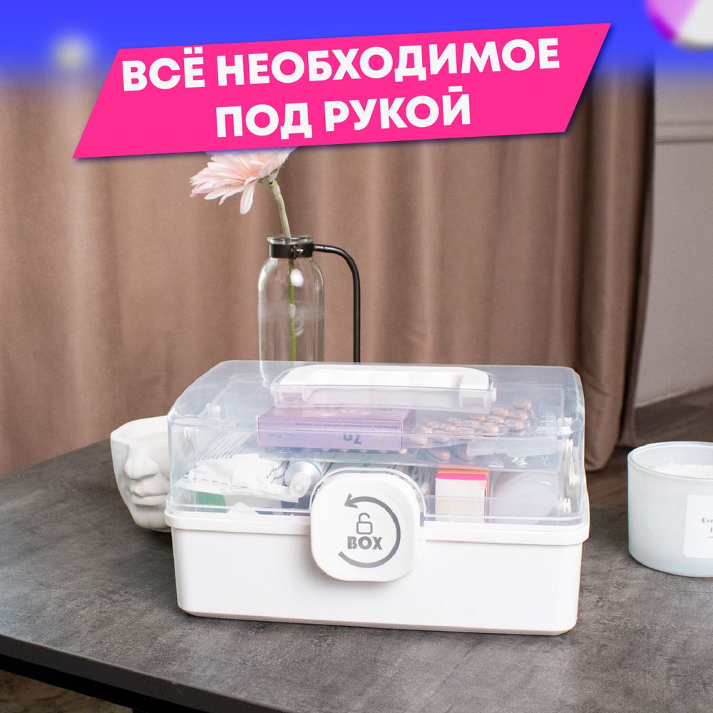 Аптечка домашняя органайзер для хранения универсальный размер MINI 29х19,3х15,9 см, DASWERK