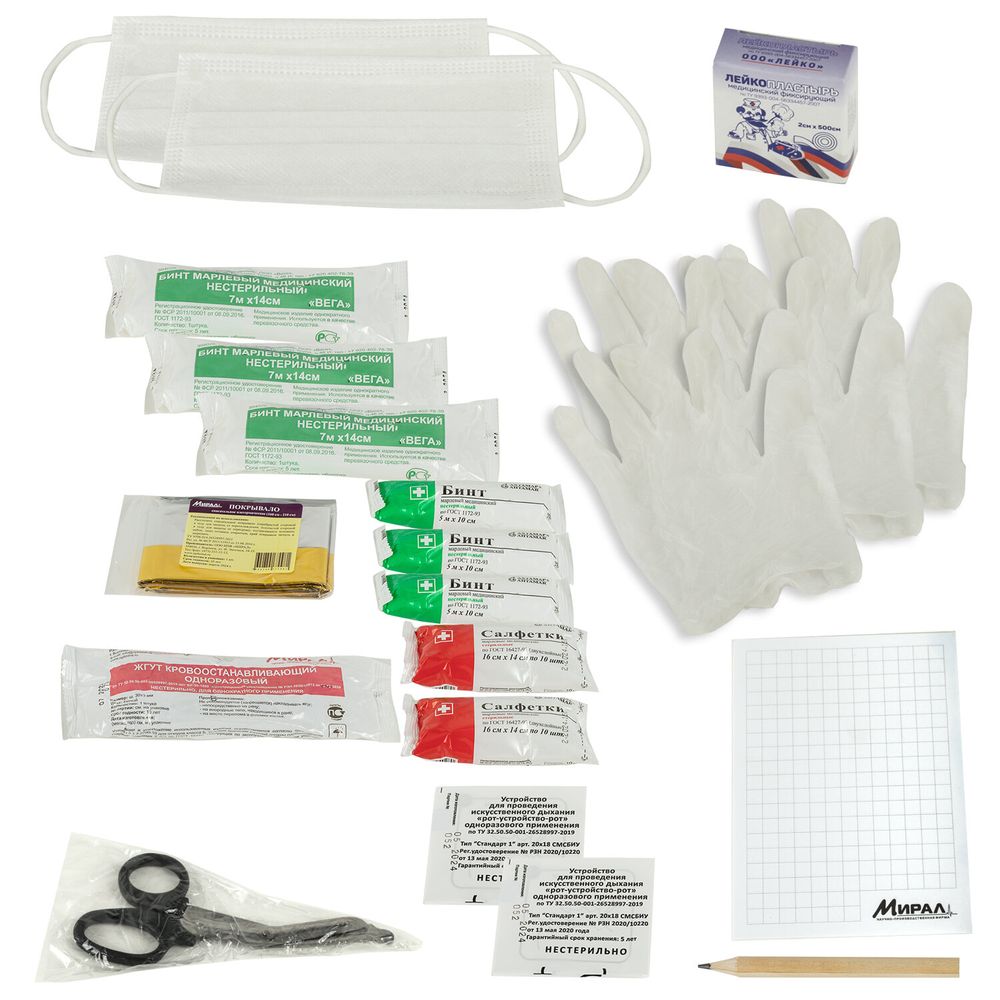 Аптечка первой помощи автомобильная, по приказу № 260н, МИРАЛ, пластиковый кейс