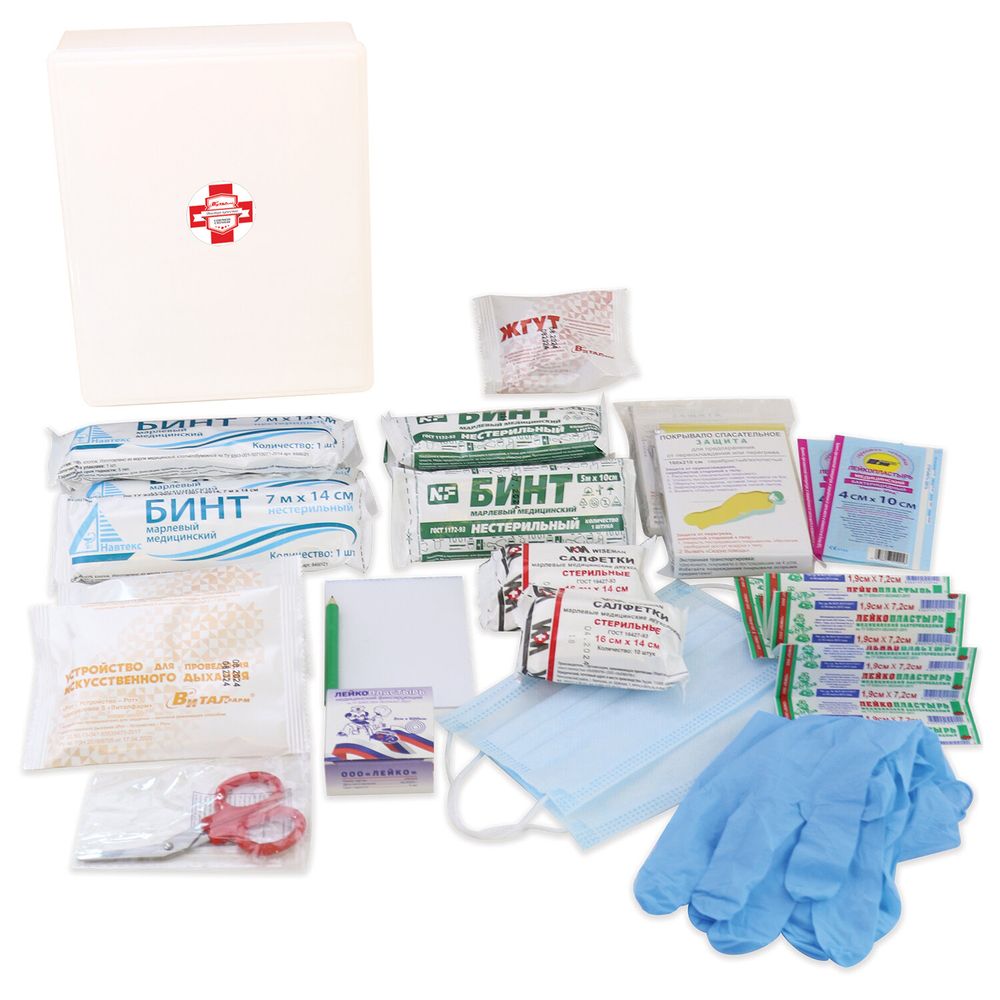 Аптечка первой помощи работникам, по приказу №262н, ВИТАЛФАРМ, пластиковый шкаф