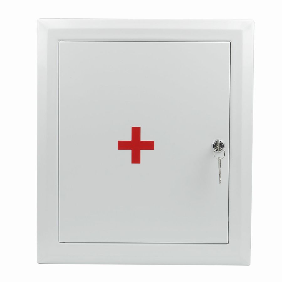 Шкафчик-аптечка металлический, навесной, внутренние перегородки, ключевой замок, 400x360x140 мм