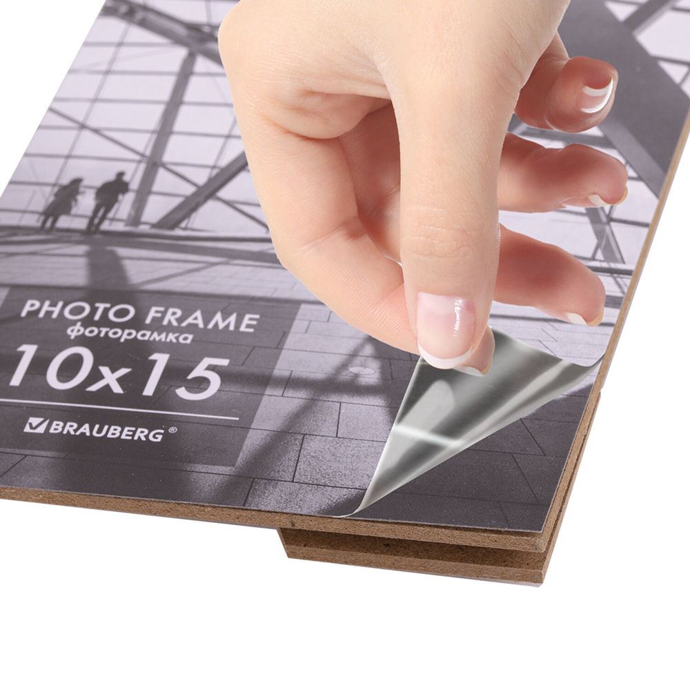 Рамка 10х15 см небьющаяся, багет 14,6 мм, пластик, BRAUBERG "Original Line", белая/золото