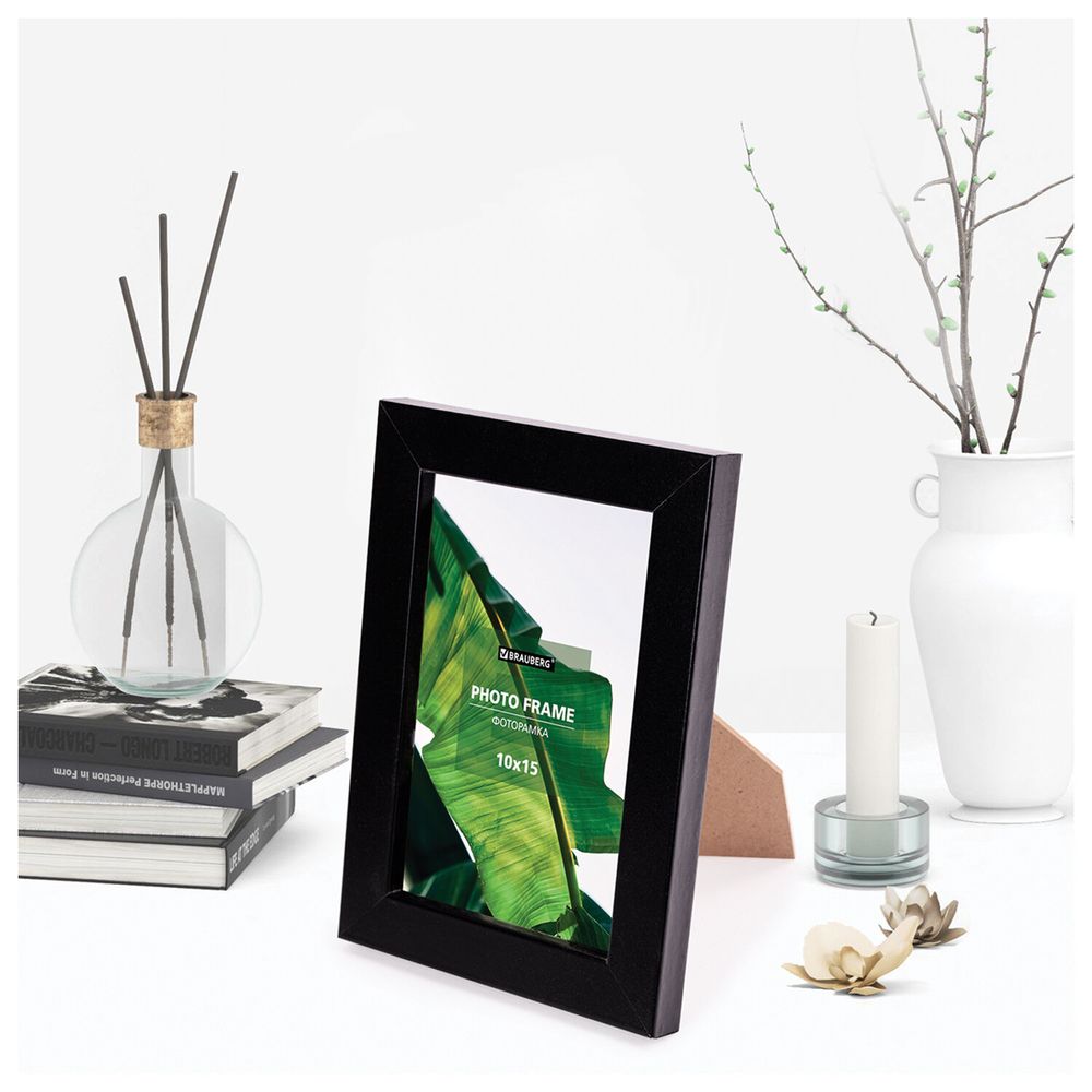 Рамка 10х15 см небьющаяся, багет 20 мм, МДФ, BRAUBERG "William", черная