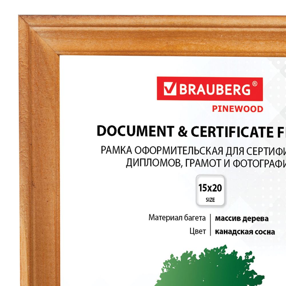Рамка 15х20 см, дерево, багет 18 мм, BRAUBERG