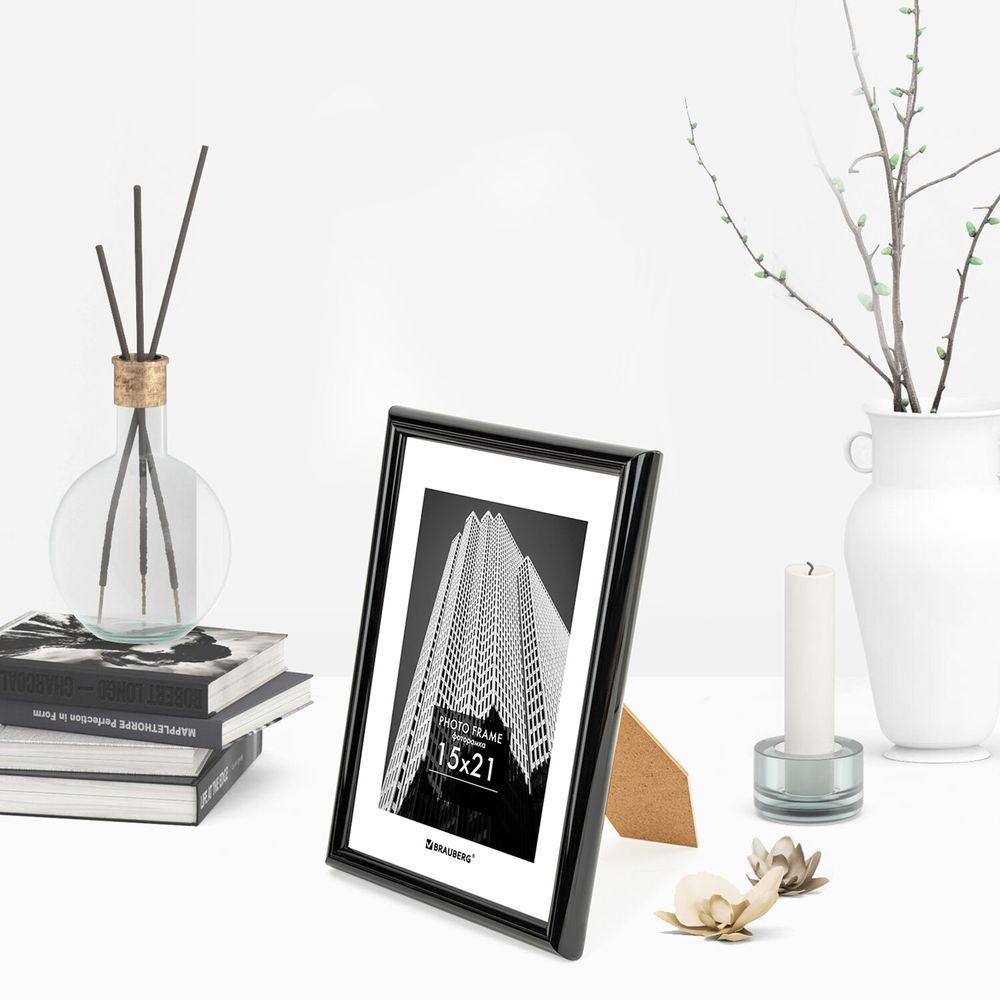 Рамка 15х21 см небьющаяся, багет 14 мм, пластик, BRAUBERG 