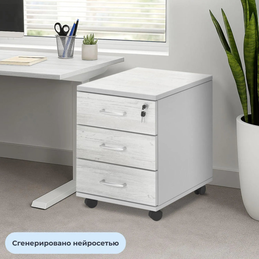 Тумба Easy St выкатная сосна винтер/серый 3 ящика