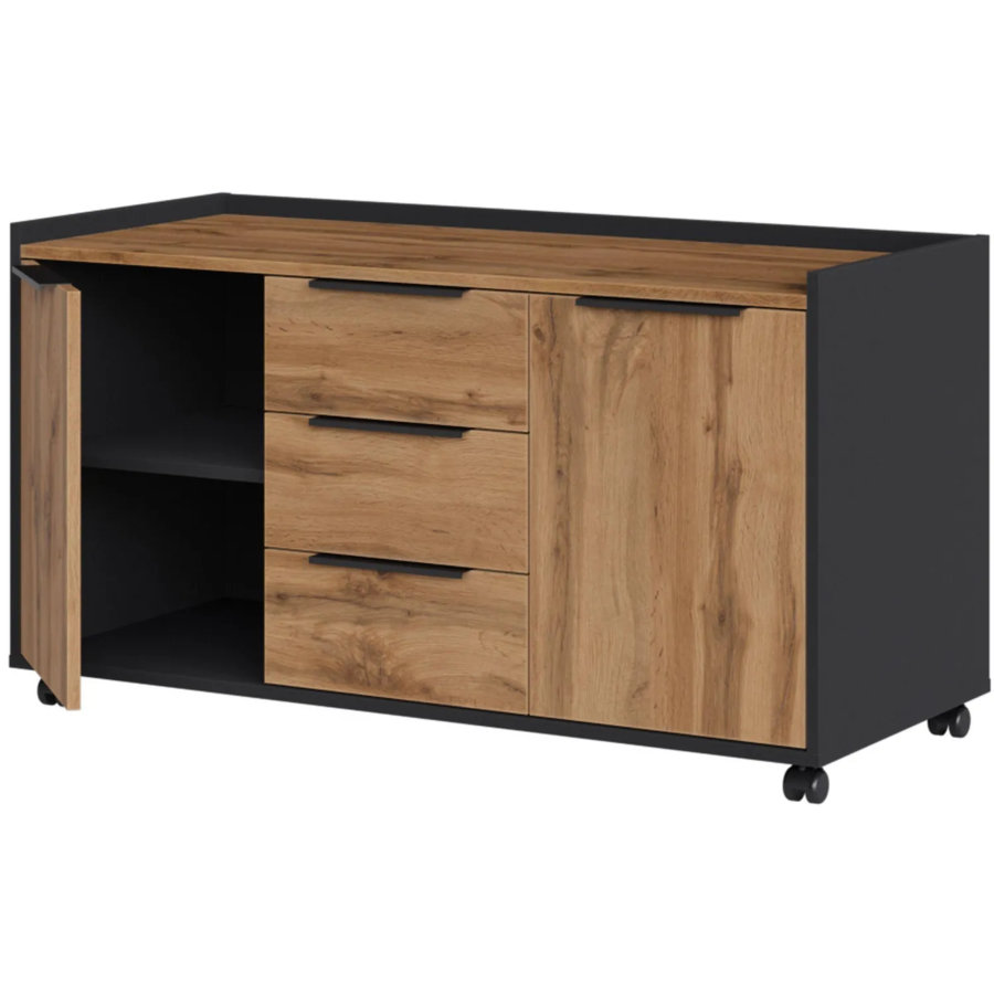 Тумба выкатная К-Loft Director 1170x500x635 дуб натуральный/графит