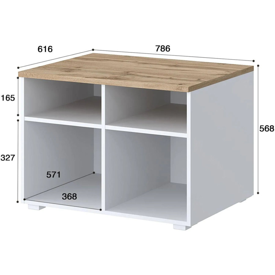 Тумба для оргтехники Комус Мебель K-Loft 786х616х568 дуб натуральный/белый