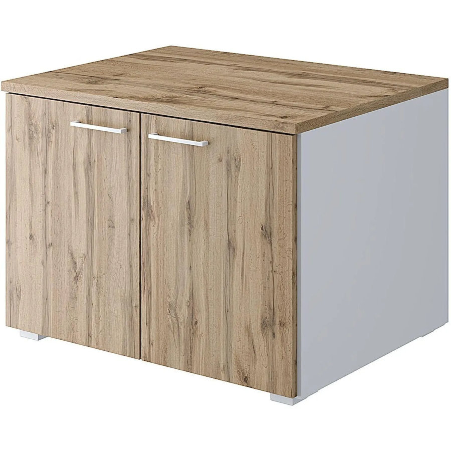 Тумба для оргтехники Комус Мебель K-Loft 786х616х568 дуб натуральный/белый
