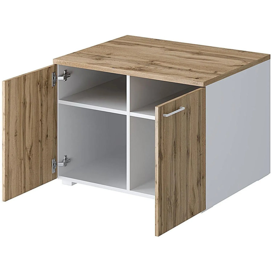 Тумба для оргтехники Комус Мебель K-Loft 786х616х568 дуб натуральный/белый