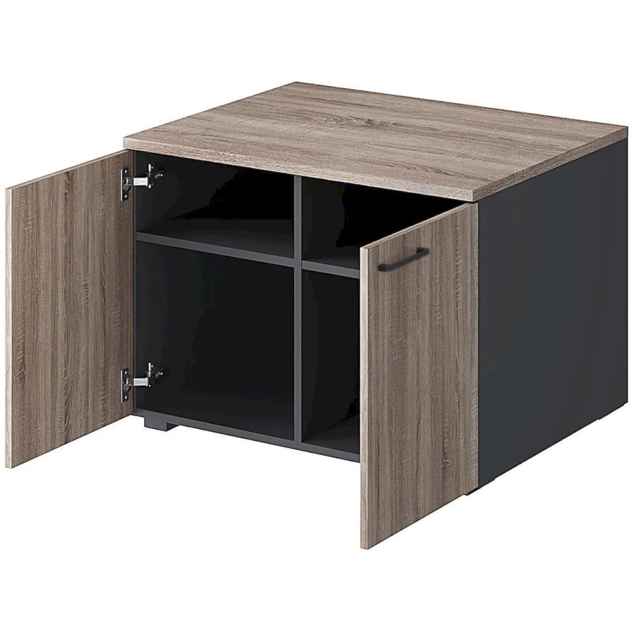 Тумба для оргтехники Комус Мебель К-Loft 786х616х568 дуб сонома темный/графит