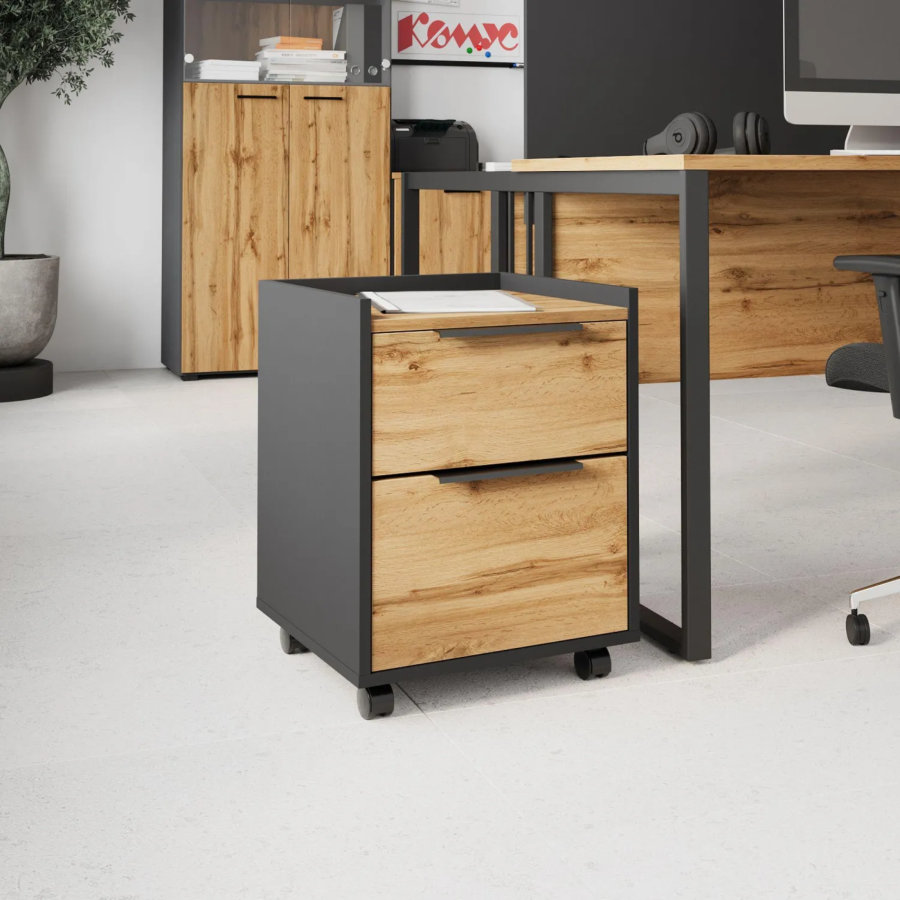 Тумба мобильная К-Loft 434х400х555 дуб натуральный/графит