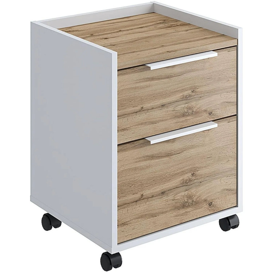 Тумба мобильная Комус Мебель К-Loft 434х400х555 дуб натуральный/белый