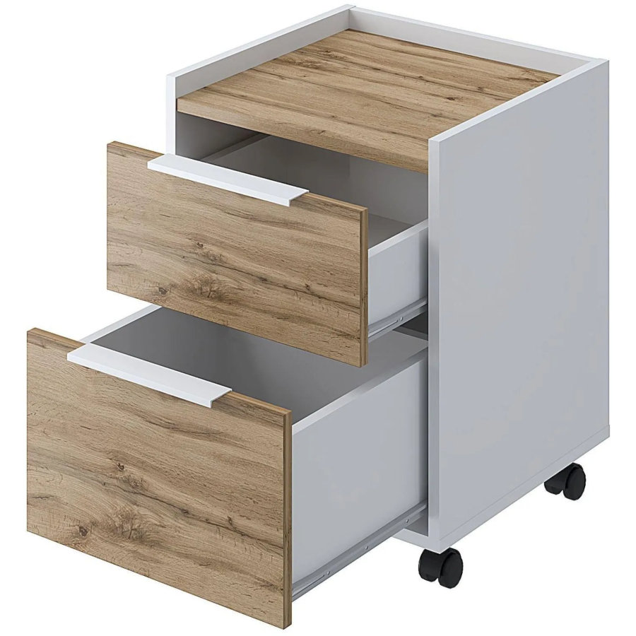 Тумба мобильная Комус Мебель К-Loft 434х400х555 дуб натуральный/белый