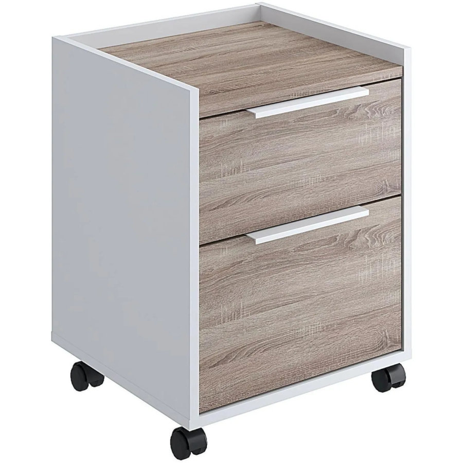 Тумба мобильная Комус Мебель К-Loft 434х400х555 дуб сонома темный/белый
