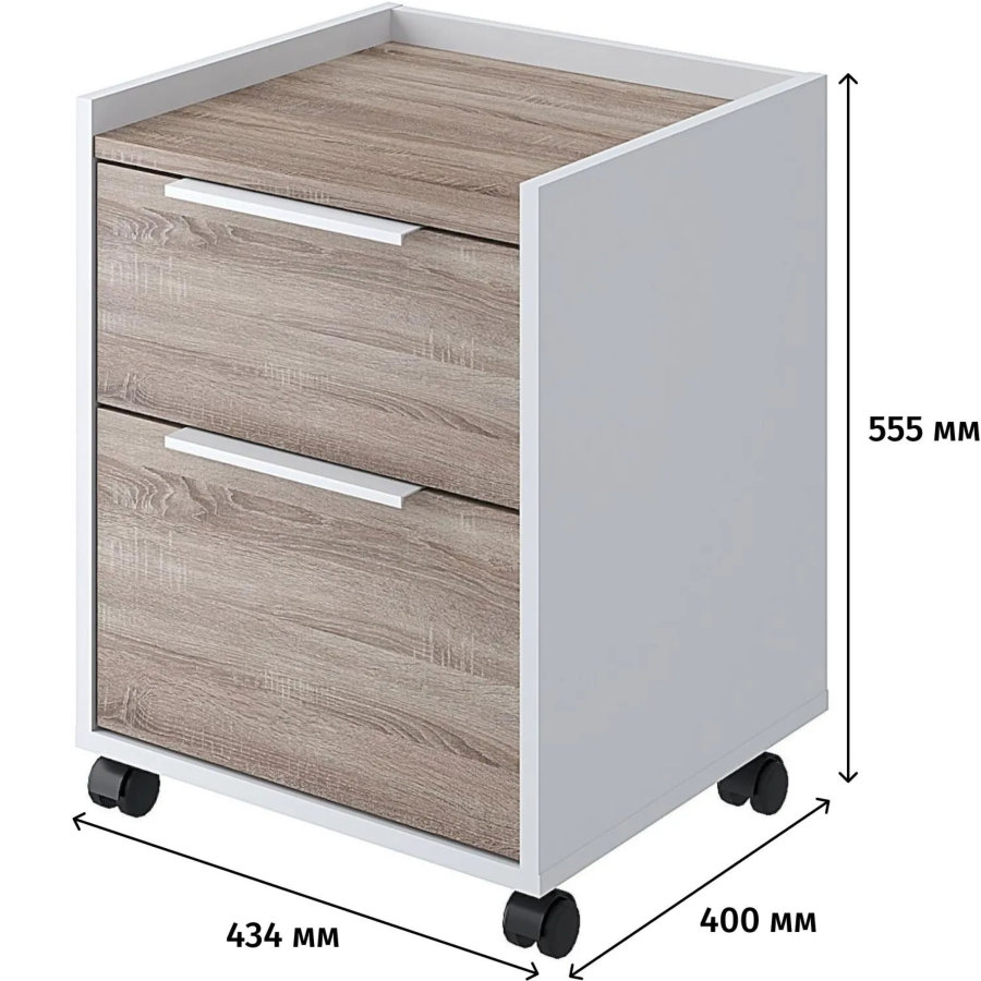 Тумба мобильная Комус Мебель К-Loft 434х400х555 дуб сонома темный/белый