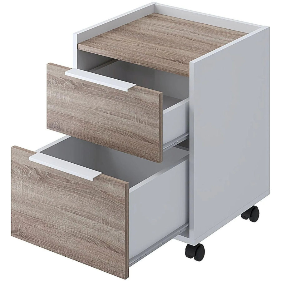 Тумба мобильная Комус Мебель К-Loft 434х400х555 дуб сонома темный/белый