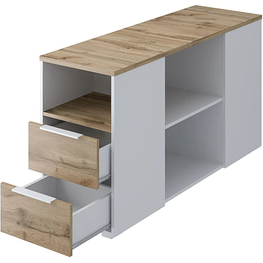 Тумба приставная к рабочей станции Комус Мебель К-Loft дуб натуральный/белый