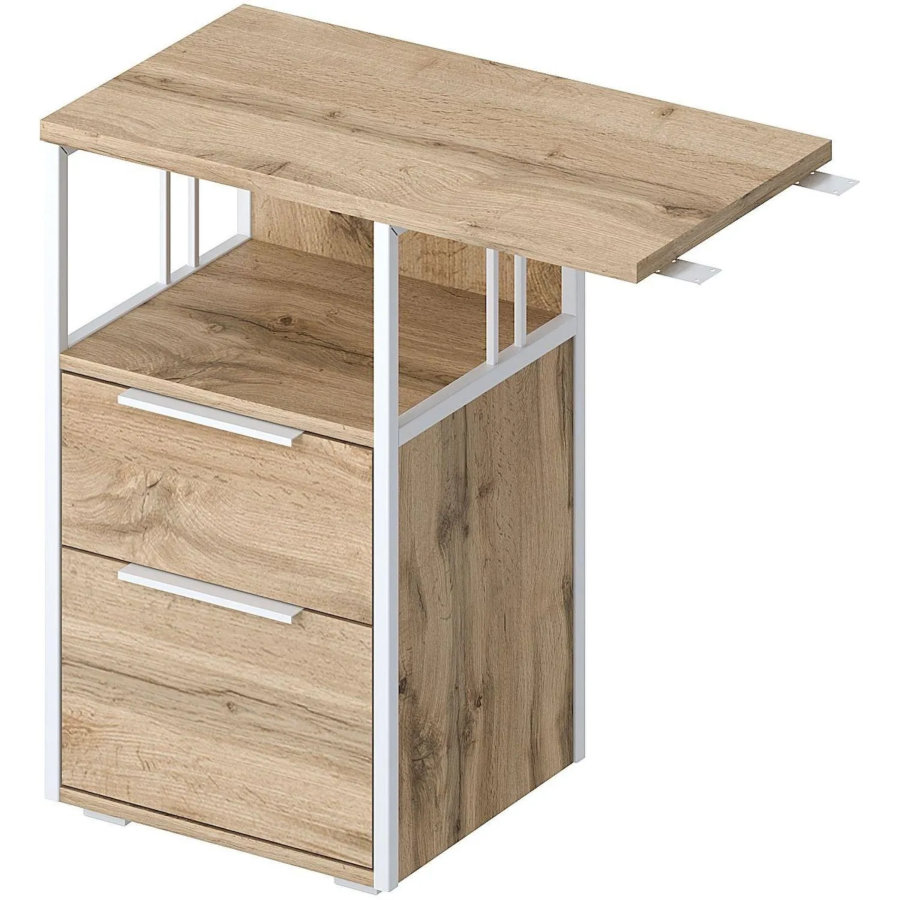 Тумба приставная Комус Мебель K-Loft 750х405х752 дуб натуральный/белый