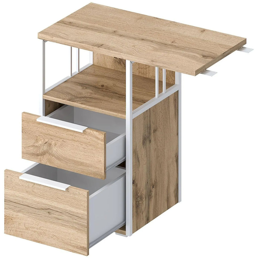 Тумба приставная Комус Мебель K-Loft 750х405х752 дуб натуральный/белый