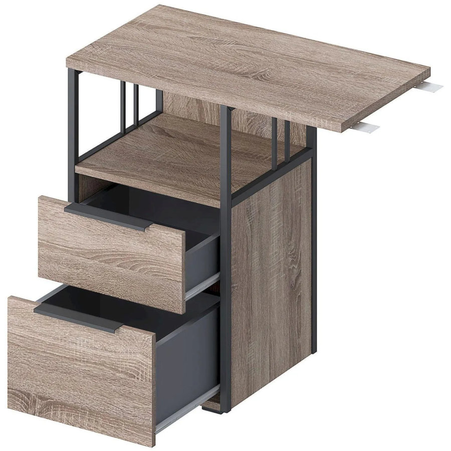 Тумба приставная Комус Мебель K-Loft 750х405х752 дуб сонома темный/черный